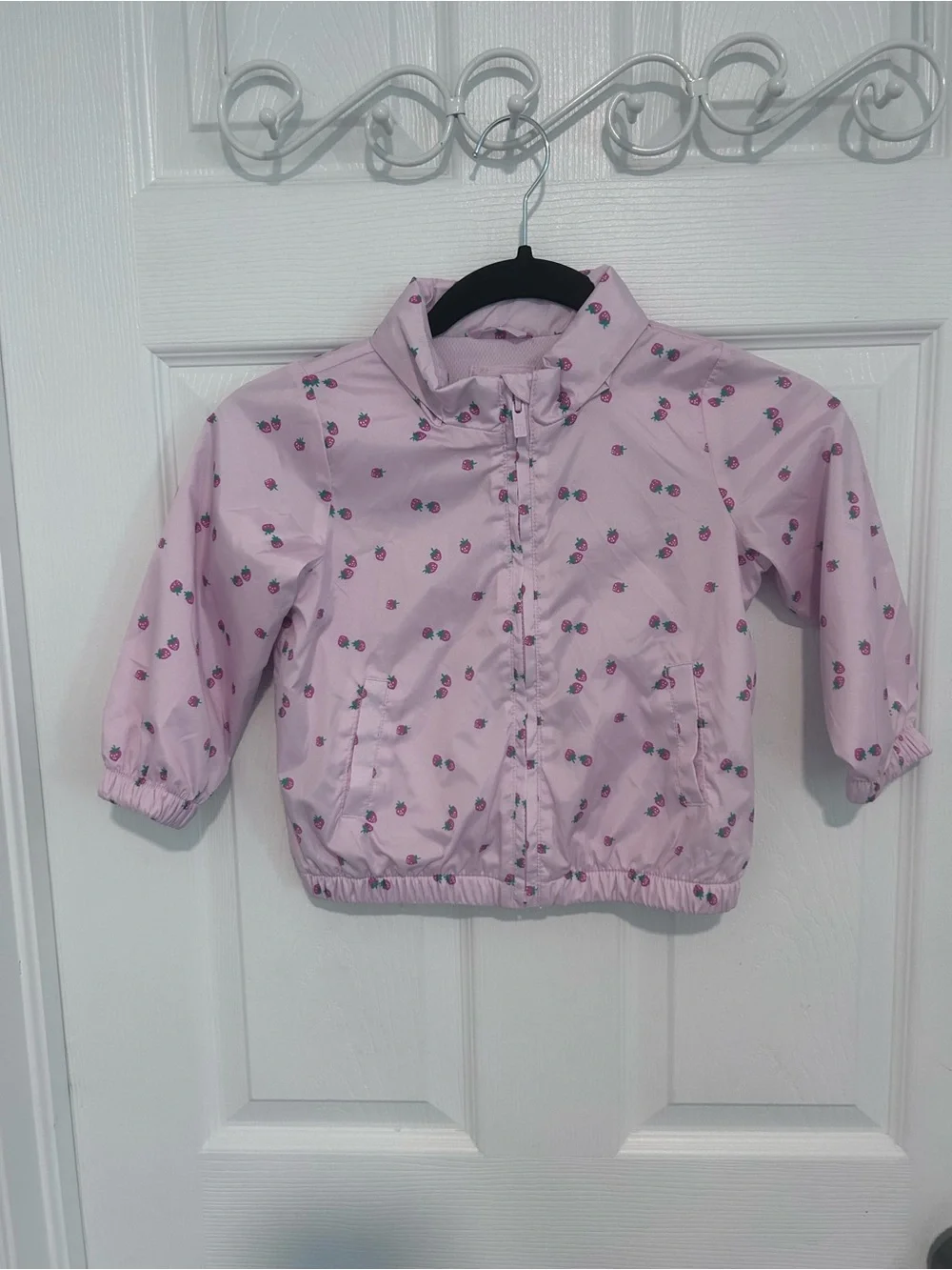Baby GAP Pink Strawberry Hooded Windbreaker. Size 3